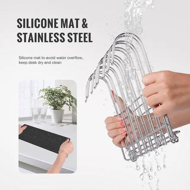 Alt view image 4 of 7 - Reusable Bag Rack with Cup Drying Mat,Plastic Bag Dryer Rack Dish Drying,Collapsible Kitchen Counter Storage Organizer Sponge Holder,Dryer Rack for Silicone Storage Bag,Kitchen Must Have