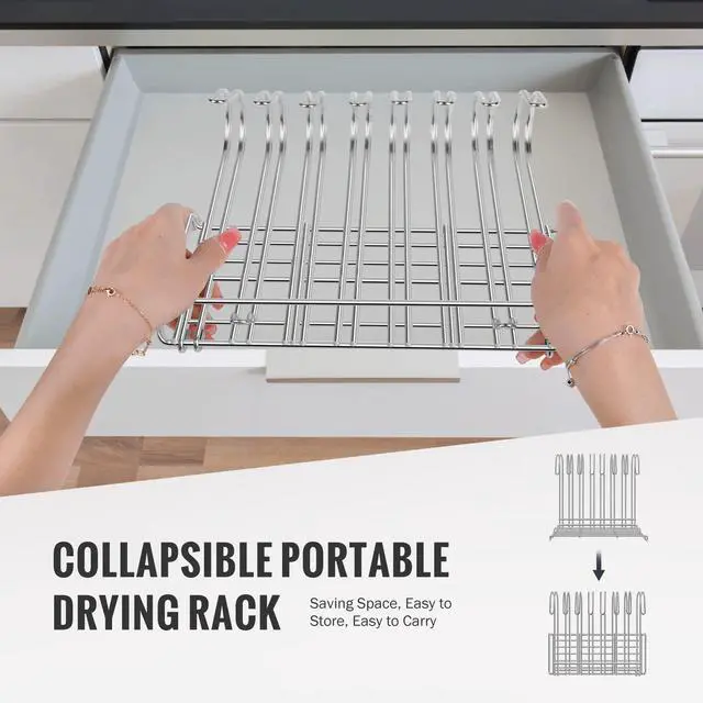 Alt view image 6 of 7 - Reusable Bag Rack with Cup Drying Mat,Plastic Bag Dryer Rack Dish Drying,Collapsible Kitchen Counter Storage Organizer Sponge Holder,Dryer Rack for Silicone Storage Bag,Kitchen Must Have