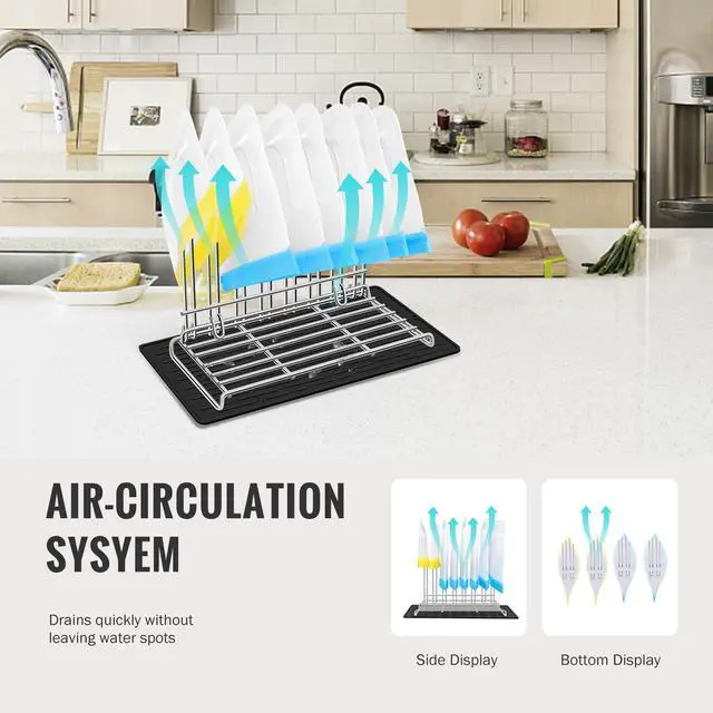 Alt view image 7 of 7 - Reusable Bag Rack with Cup Drying Mat,Plastic Bag Dryer Rack Dish Drying,Collapsible Kitchen Counter Storage Organizer Sponge Holder,Dryer Rack for Silicone Storage Bag,Kitchen Must Have