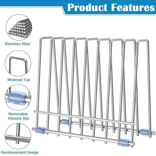 Alt view image 6 of 7 - Reusable Storage Bags Rack, Drying Rack for Storage Bags, Stainless Stand for Reusable Freezer Containers & Vacuum Sealer Bags , File Organizer Desktop Storage, Kitchen Storage & Organization (Silver)