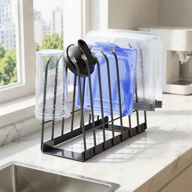 Alt view image 3 of 7 - Reusable Bag Drying Rack, Bag Dryer Stand for Reusable Food Storage Bags, Ziplock & Vacuum Bags, Rustproof Kitchen Drying Rack, Black