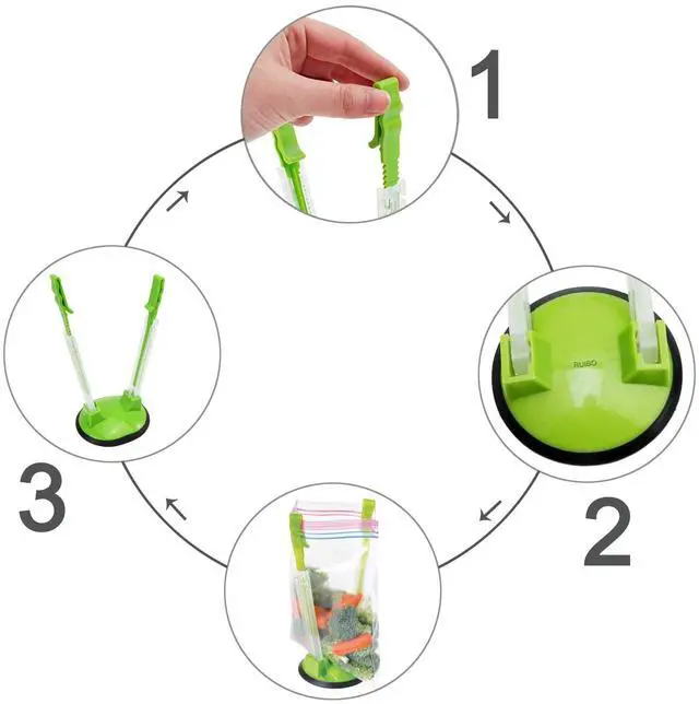 Alt view image 3 of 7 - Baggy Rack Holder For Food Prep/Ziplock Bag, Meal Planning/Plastic Freezer Bag Holders Stand, Green, Pack of 4 - 4 Pcs