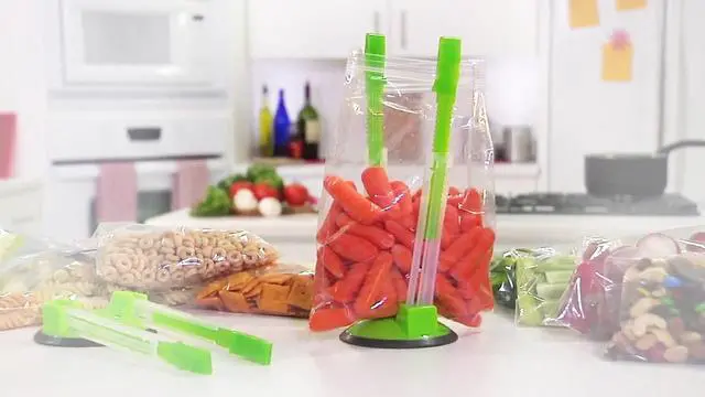 Alt view image 7 of 7 - Baggy Rack Holder For Food Prep/Ziplock Bag, Meal Planning/Plastic Freezer Bag Holders Stand, Green, Pack of 4 - 4 Pcs