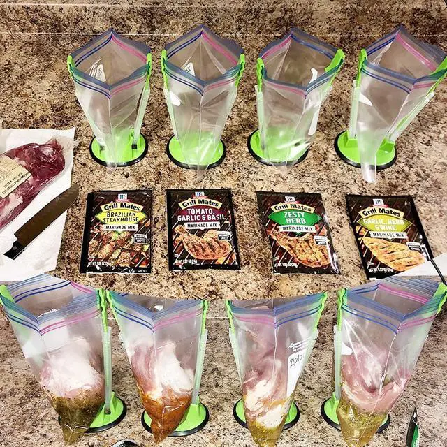 Alt view image 6 of 7 - Baggy Rack Holder For Food Prep/Ziplock Bag, Meal Planning/Plastic Freezer Bag Holders Stand, Green, Pack of 4 - 4 Pcs