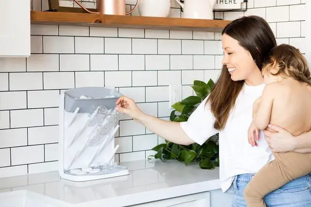 Alt view image 2 of 7 - Vertical Baby Bottle Drying Rack, Space Saving Countertop Drying Rack Baby Organizer, Gray