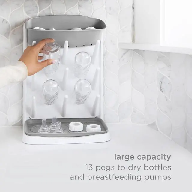 Alt view image 3 of 7 - Vertical Baby Bottle Drying Rack, Space Saving Countertop Drying Rack Baby Organizer, Gray