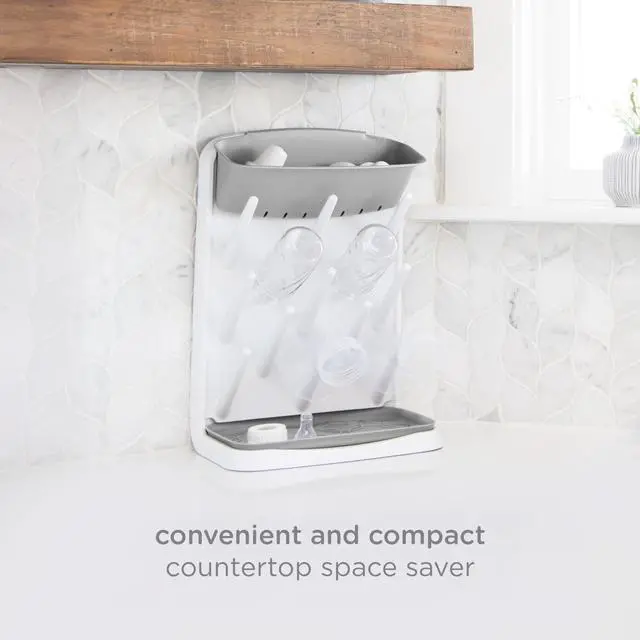 Alt view image 7 of 7 - Vertical Baby Bottle Drying Rack, Space Saving Countertop Drying Rack Baby Organizer, Gray