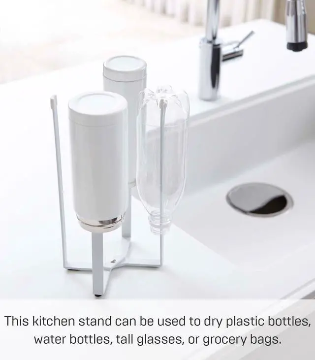 Alt view image 2 of 7 - Home Tower Kitchen Multi Eco Stand - Multifunctional Plastic Bag Holder Bottle Dryer - Steel