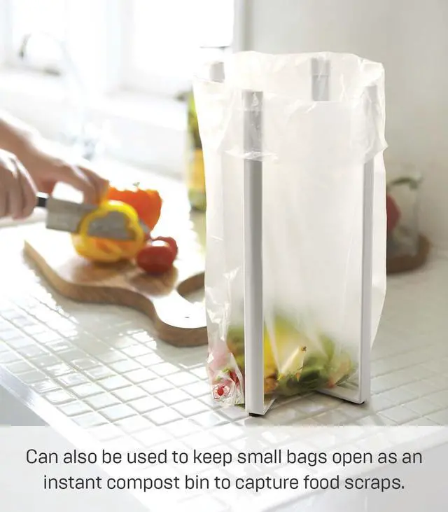 Alt view image 3 of 7 - Home Tower Kitchen Multi Eco Stand - Multifunctional Plastic Bag Holder Bottle Dryer - Steel