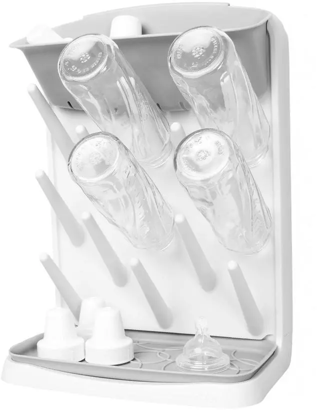 Main image of Vertical Baby Bottle Drying Rack, Space Saving Countertop Drying Rack Baby Organizer, Gray
