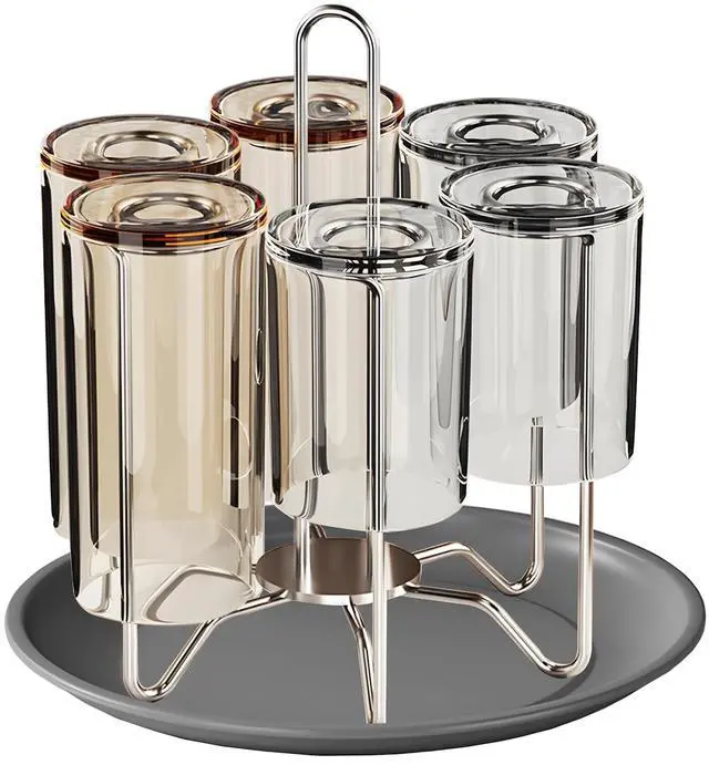 Main image of Cup Drying Rack Stand, Stainless Steel 6 Cups Mug Drying Rack Drainer Holder, Countertop Cup Rack Dryer for Glasses, Tumbler, Water Bottle
