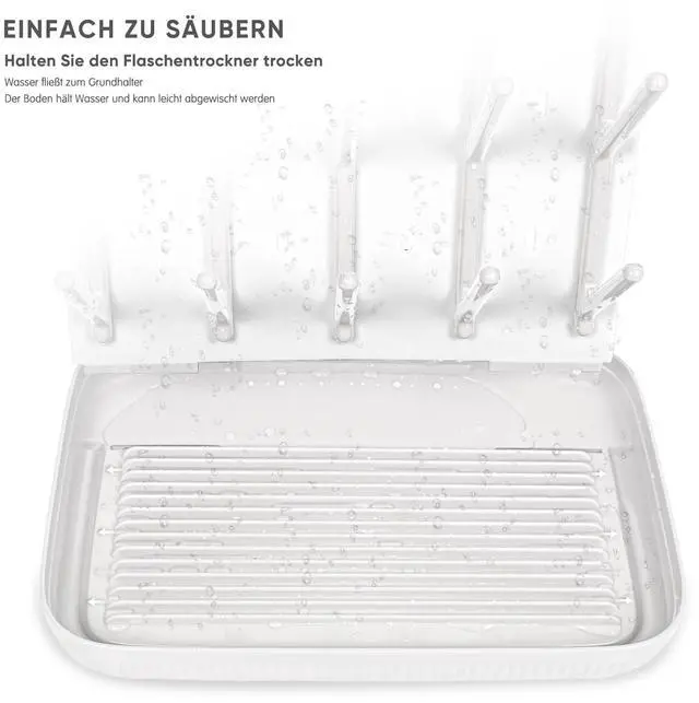 Alt view image 3 of 7 - Baby Bottle Drying Rack: Large Vertical Bottle Dryer Rack Holder - Space Saving Standing Drying Rack for Baby Bottles and Pump Part Cleaning (White)
