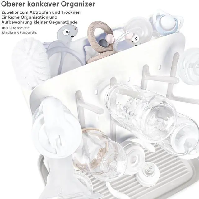 Alt view image 4 of 7 - Baby Bottle Drying Rack: Large Vertical Bottle Dryer Rack Holder - Space Saving Standing Drying Rack for Baby Bottles and Pump Part Cleaning (White)
