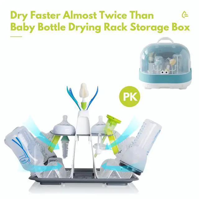 Alt view image 5 of 7 - High Capacity Drying Rack with 5pcs Brushes, Deluxe Countertop Drying Rack, Universal Drying Station, Baby Bottle Drying Rack with Bottle Brushes, White