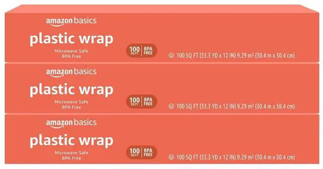 Main image of Plastic Food Wrap, BPA Free, Microwave Safe with Tight Seal, 300 Sq Ft, Pack of 3, 100 Sq Ft Rolls