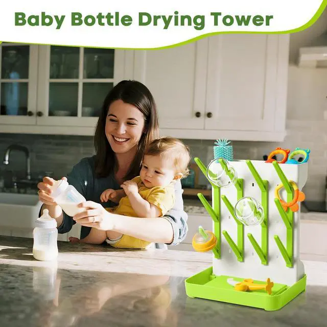 Alt view image 3 of 6 - Baby Bottle Drying Rack, Vertical Standing Bottle Dryer Rack Holder, Space Saving Baby Bottle Drying Rack for Countertop - Holds Up to 12 Baby Bottles