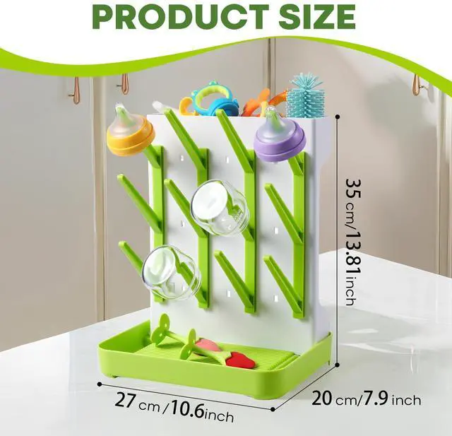 Alt view image 5 of 6 - Baby Bottle Drying Rack, Vertical Standing Bottle Dryer Rack Holder, Space Saving Baby Bottle Drying Rack for Countertop - Holds Up to 12 Baby Bottles