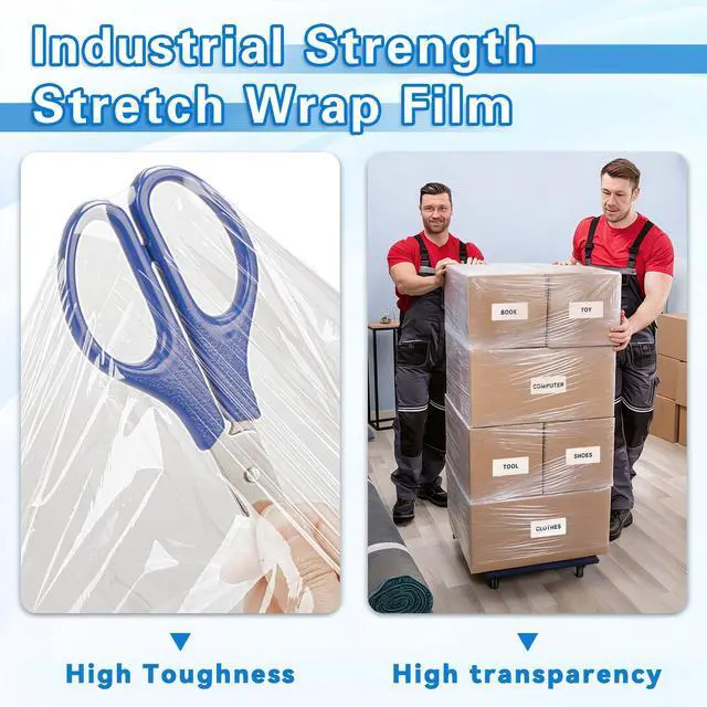Alt view image 3 of 6 - 18 Inch Stretch Wrap - 1200 Feet | 60 Gauge, 2 Roll Clear Plastic Self-adhering Stretch Wrap Film for Pallet Wrap, Thick and Durable Packing Moving Supplies Heavy Duty Shrink Film.