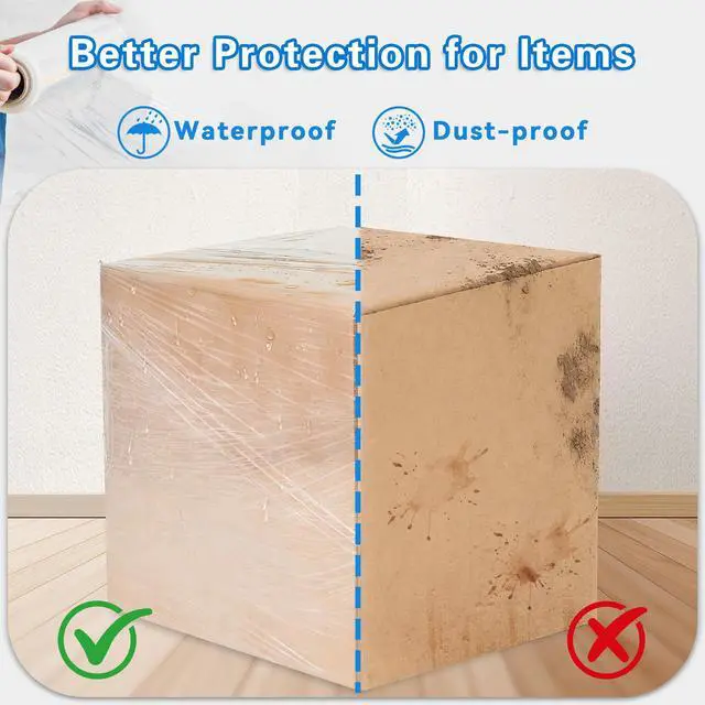 Alt view image 4 of 6 - 18 Inch Stretch Wrap - 1200 Feet | 60 Gauge, 2 Roll Clear Plastic Self-adhering Stretch Wrap Film for Pallet Wrap, Thick and Durable Packing Moving Supplies Heavy Duty Shrink Film.
