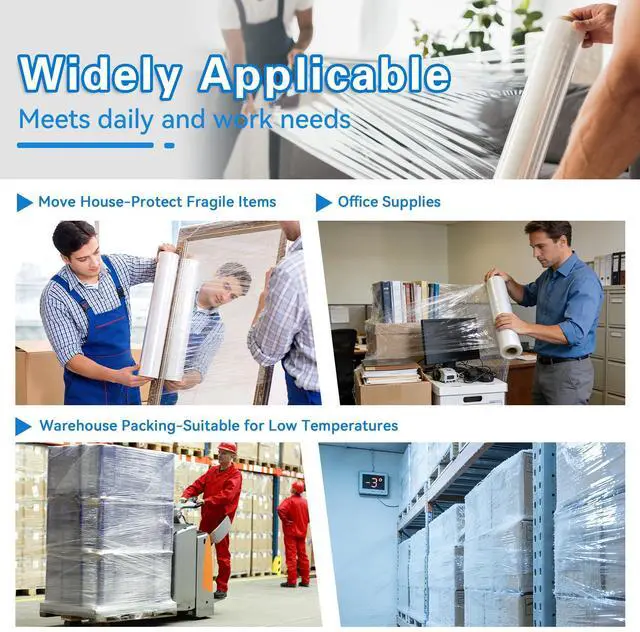 Alt view image 5 of 6 - 18 Inch Stretch Wrap - 1200 Feet | 60 Gauge, 2 Roll Clear Plastic Self-adhering Stretch Wrap Film for Pallet Wrap, Thick and Durable Packing Moving Supplies Heavy Duty Shrink Film.