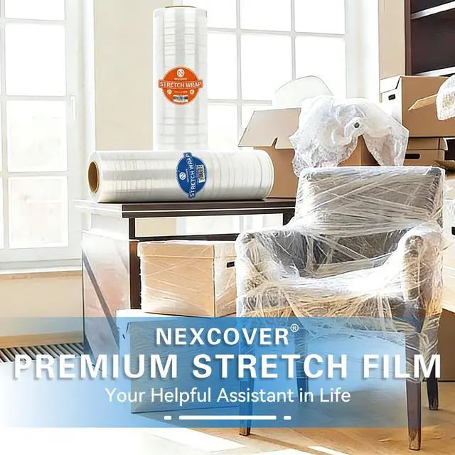 Alt view image 6 of 6 - 18 Inch Stretch Wrap - 1200 Feet | 60 Gauge, 2 Roll Clear Plastic Self-adhering Stretch Wrap Film for Pallet Wrap, Thick and Durable Packing Moving Supplies Heavy Duty Shrink Film.