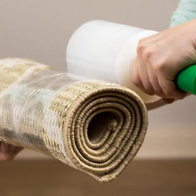 Alt view image 2 of 5 - Brand Stretch Wrap Roll, Clear Plastic Wrap for Moving, 5 in x 1000 ft, 1 Pack, White (285849)