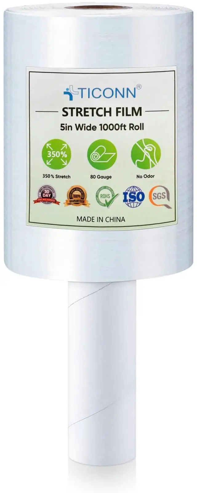 Main image of Stretch Wrap Stretch Film Roll, 1000ft Industrial Strength 5 inch Wide Clear Plastic Wrap with Handles for Pallet Wrapping Shipping Moving