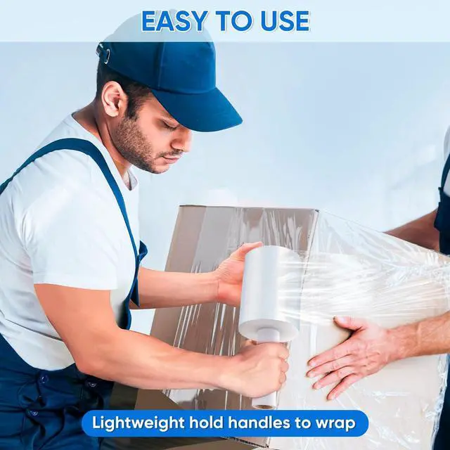 Alt view image 7 of 7 - Stretch Wrap Stretch Film Roll, 1000ft Industrial Strength 5 inch Wide Clear Plastic Wrap with Handles for Pallet Wrapping Shipping Moving