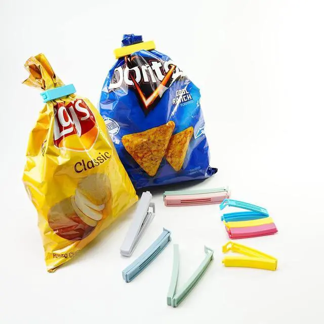Alt view image 5 of 6 - 32 PCS Plastic Chip Clips for Food Packages, Curved Design Sealing Bag Clips for Food, Kitchen and Home, 2 Sizes(4.3inch x 20, 3.1inch x 12)