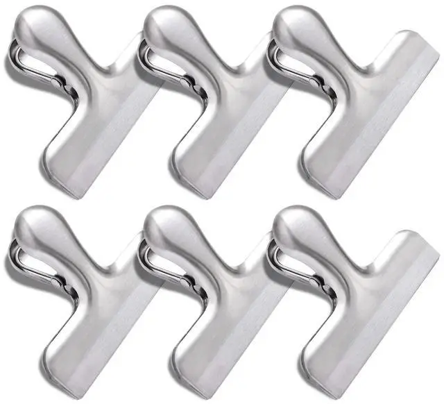 Main image of 6 Pack Bag Clips, Stainless Steel Chip, Chip Clips Food Clip, Heavy Duty Air Tight Seal Kitchen Clip Snack Food Bag Clamp