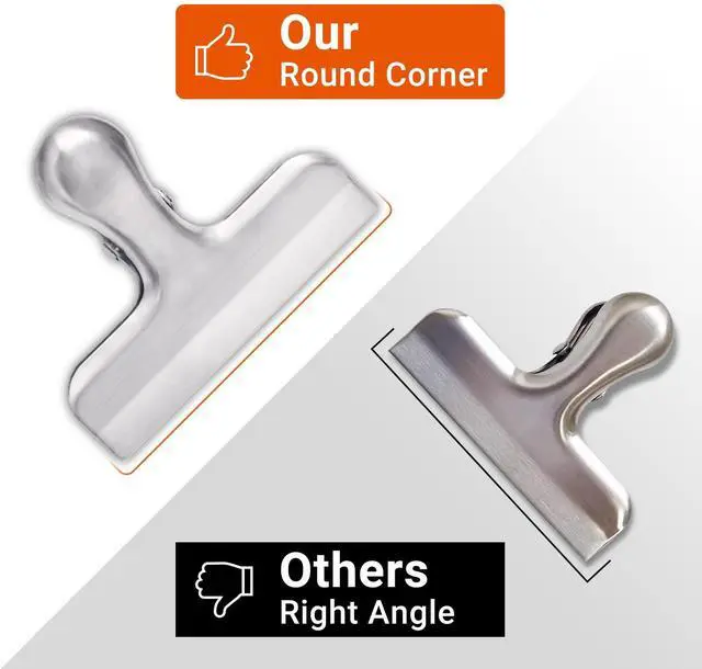 Alt view image 3 of 7 - 6 Pack Bag Clips, Stainless Steel Chip, Chip Clips Food Clip, Heavy Duty Air Tight Seal Kitchen Clip Snack Food Bag Clamp