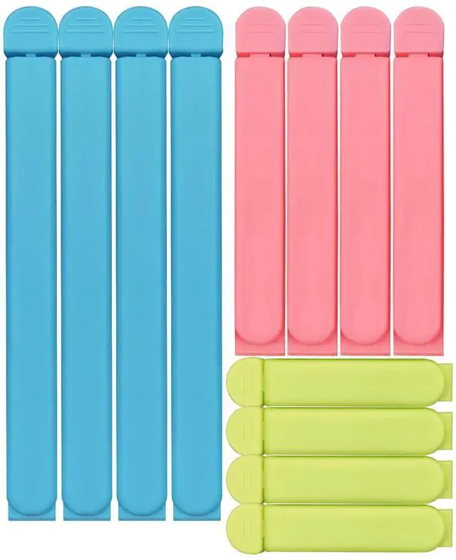 Main image of 12 Pack Colored Bag Clips, Bag Closures, Chip Clips, Piping Bag Clips for Kitchen Food Bag Sealing, 3 Size