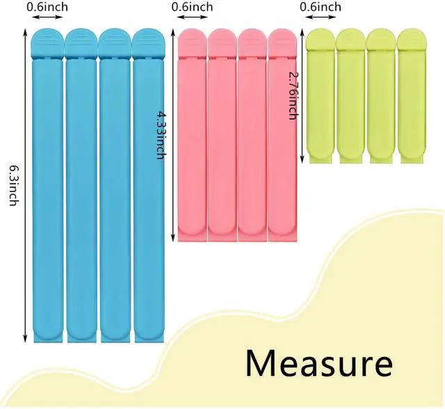 Alt view image 2 of 5 - 12 Pack Colored Bag Clips, Bag Closures, Chip Clips, Piping Bag Clips for Kitchen Food Bag Sealing, 3 Size