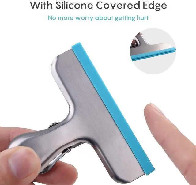 Alt view image 2 of 7 - 12 Pack Stainless Steel Chip Bag Clips Covered with Silicone - NO More Sharp Edges - Color Coded for Food Bags - Air Tight Seal, Heavy Duty for Kitchen and Office, 3 Inches
