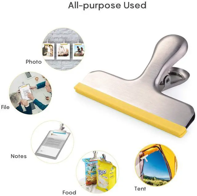 Alt view image 6 of 7 - 12 Pack Stainless Steel Chip Bag Clips Covered with Silicone - NO More Sharp Edges - Color Coded for Food Bags - Air Tight Seal, Heavy Duty for Kitchen and Office, 3 Inches