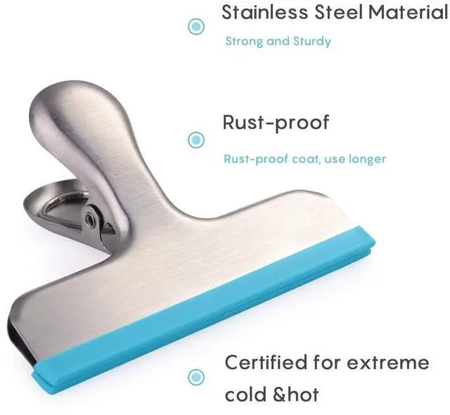 Alt view image 5 of 7 - 12 Pack Stainless Steel Chip Bag Clips Covered with Silicone - NO More Sharp Edges - Color Coded for Food Bags - Air Tight Seal, Heavy Duty for Kitchen and Office, 3 Inches