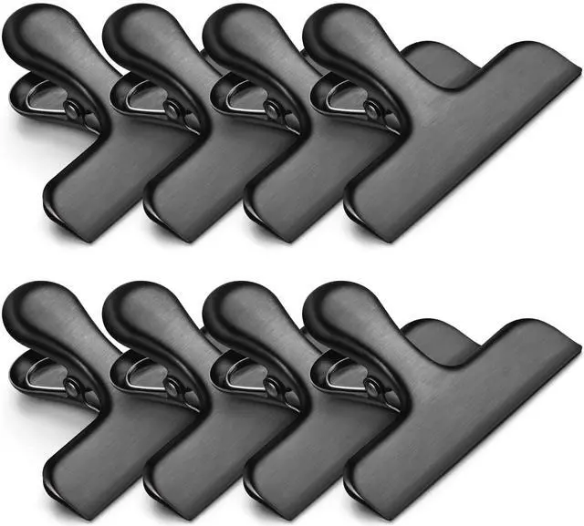 Main image of Bag Clips, Heavy Duty Stainless Steel Chip Clips, 8 Pack Food Bags Clamp Great for Kitchen Office to Seal Coffee Bags, Paper Sheets - Pack of 8