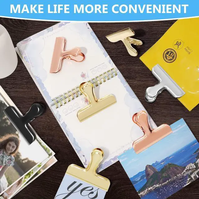 Alt view image 4 of 6 - Bag Clips, Heavy Duty Stainless Steel Chip Clips, 8 Pack Food Bags Clamp Great for Kitchen Office to Seal Coffee Bags, Paper Sheets - Pack of 8