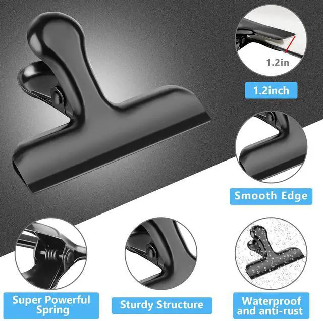 Alt view image 3 of 6 - Bag Clips, Heavy Duty Stainless Steel Chip Clips, 8 Pack Food Bags Clamp Great for Kitchen Office to Seal Coffee Bags, Paper Sheets - Pack of 8