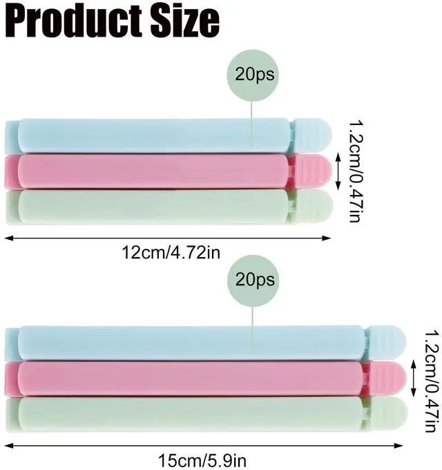 Alt view image 2 of 7 - 40 PCS Sealing Clip Bag Plastic Bag Chip Clips Large Size Food Bag Clips for Food Storage Kitchen and Home (5.9in x20, 4.72in x20)