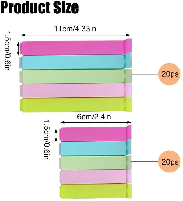 Alt view image 2 of 7 - 40PCS Sealing Clips - Large Size Food Clips for Food Storage - Kitchen and Home (4.3in x 20, 2.4in x20)