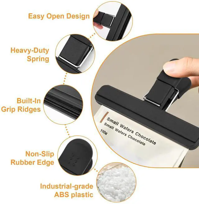 Alt view image 3 of 7 - Chip Clips, 6 Pack Large Food Clips, Snack Bag Clip, Plastic Heavy Duty Seal Grips for Food Storage, Home, Office and More(6 x 3.5 Inch)