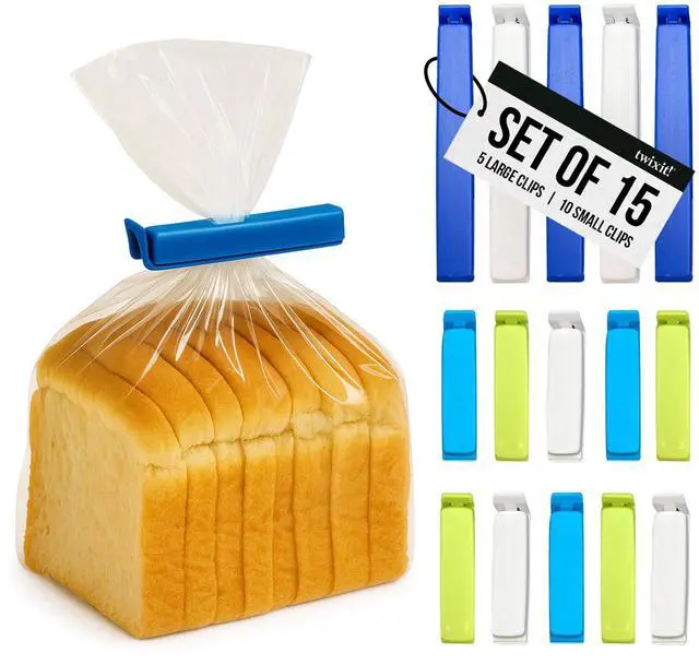 Main image of Twixit! Bag Clips - Set of 15 - Keep Food Fresh, Prevent Spillage - Great for Storage and Organization - Microwave, Freezer and Dishwasher-Safe - BPA-Free
