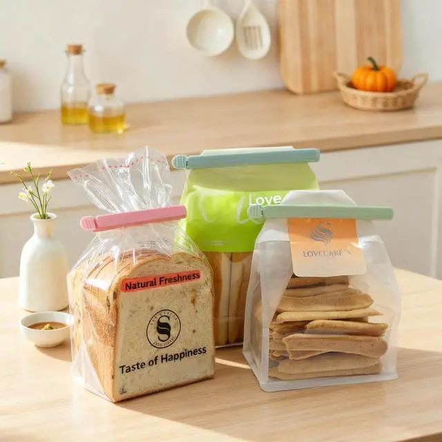 Alt view image 4 of 7 - 40 Pcs Food Bag Sealing Clips - 2 Sizes (4.72 in & 6.10 in) Airtight Chip Clips, Ideal for Kitchen, Snack & Cereal Storage, 3 Assorted Colors