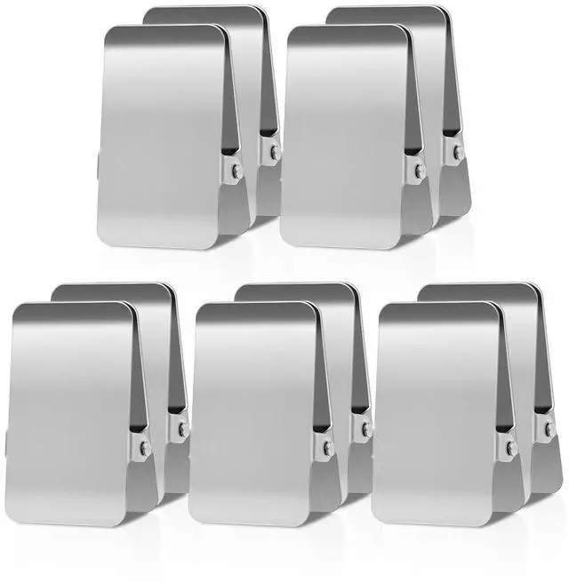 Main image of Large Chip Bag Clips with Anti-Slip Rubber,All-Purpose Stainless Steel Heavy Duty Air Tight Seal Food Bags File Paper Photos Clamps for Home/Office/Kitchen Supply,10Pcs(Silver)