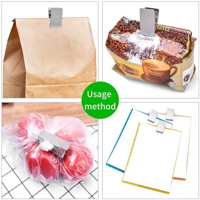 Alt view image 5 of 6 - Large Chip Bag Clips with Anti-Slip Rubber,All-Purpose Stainless Steel Heavy Duty Air Tight Seal Food Bags File Paper Photos Clamps for Home/Office/Kitchen Supply,10Pcs(Silver)