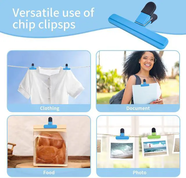 Alt view image 4 of 7 - 9Pack Large Chip Bag Clips - Assorted Sizes Food Bag Clips Plastic Heavy Seal Grip