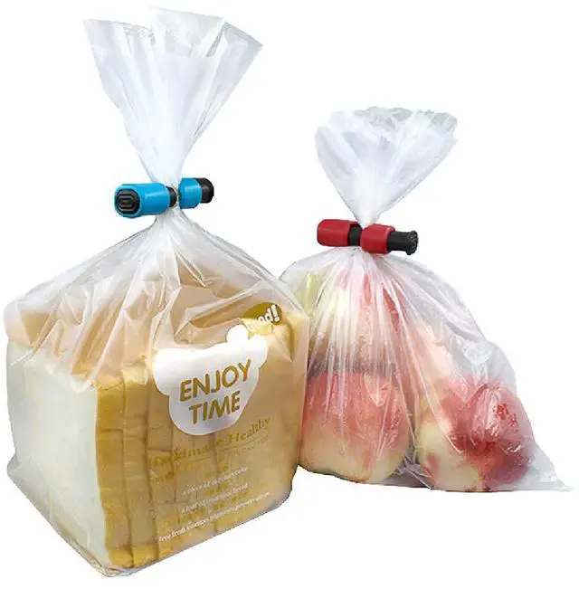 Alt view image 5 of 5 - 6 Pcs Premium Grade Food Bag Squeeze Clips Bread Clips Rubber Lid Non-Slip Sealer Bag Cinches Easy Use Lock