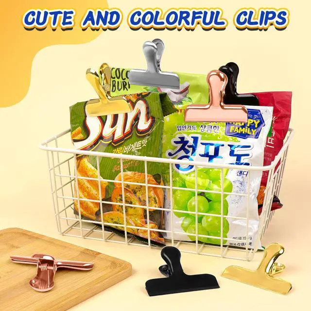 Alt view image 5 of 7 - 12 Pack Stainless Steel Chip Clips, Bag Clips for Food, Heavy Duty Snack Clip Metal Clip to Seal Coffee Bags, Ideal for Office and Kitchen Use, Binder Clip Large - 3 Inches, Silver