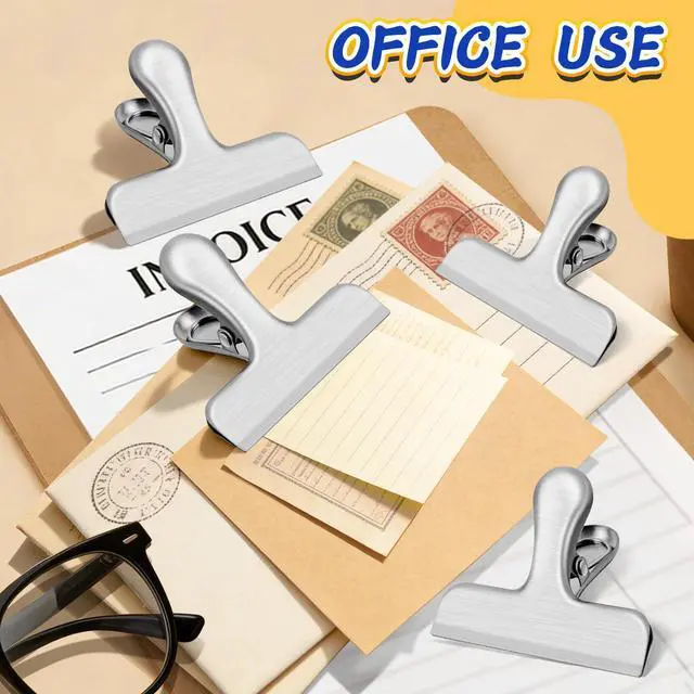 Alt view image 6 of 7 - 12 Pack Stainless Steel Chip Clips, Bag Clips for Food, Heavy Duty Snack Clip Metal Clip to Seal Coffee Bags, Ideal for Office and Kitchen Use, Binder Clip Large - 3 Inches, Silver